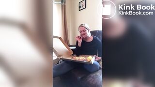 Hot girl shitting on pizza - video 3