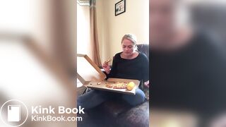 Hot girl shitting on pizza - video 3