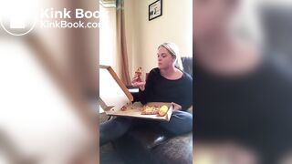 Hot girl shitting on pizza - video 3