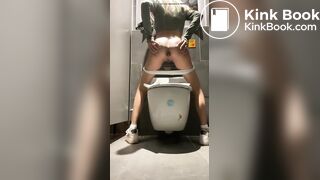 Pooping over toilet - video 3