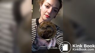 Girl shits in glass n tease
