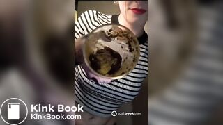 Girl shits in glass n tease