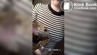 Girl shits in glass n tease