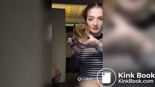 Girl shits in glass n tease