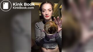 Girl shits in glass n tease