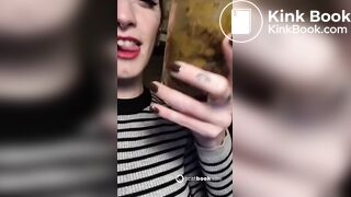 Girl shits in glass n tease