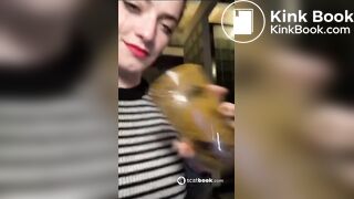 Girl shits in glass n tease