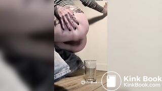 Girl shits in glass n tease