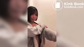 girl pooping at home toilet