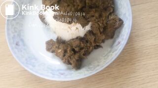 Chinese girl squatting on toys to defecate