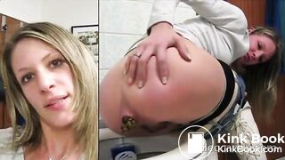 Ragazza che fa la cacca e parla