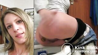 Ragazza che fa la cacca e parla