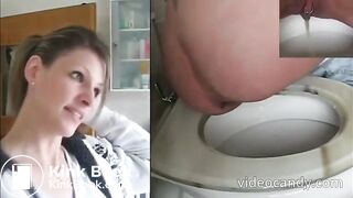 Ragazza che fa la cacca e parla