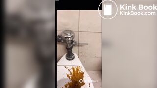 Big booty destroys public toilet