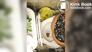 Girl pooping at friends house toilet