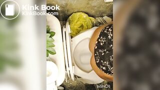 Girl pooping at friends house toilet