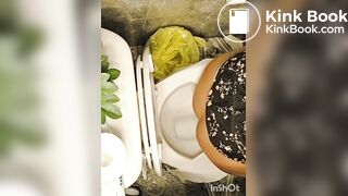 Girl pooping at friends house toilet