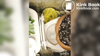 Girl pooping at friends house toilet