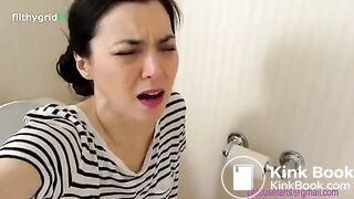 Brunette pooping on toilet - video 4