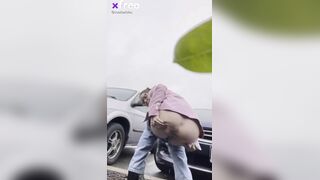 crazy scat bitch shit in a car park