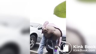 crazy scat bitch shit in a car park
