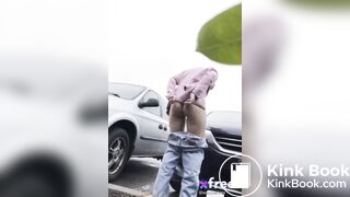 crazy scat bitch shit in a car park