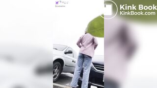 crazy scat bitch shit in a car park