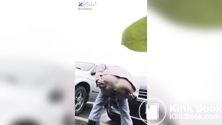 crazy scat bitch shit in a car park