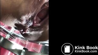 Blonde shitting in slave