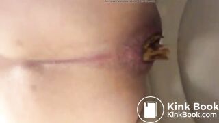 Thai girl pooping on toilet - video 3