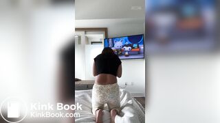 Sexy Hot Brunette Girl Shits Her Diaper Watching TV