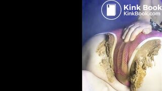 Sexy HOT Brunette Girl ENORMOUS Red Striped Panty Poop