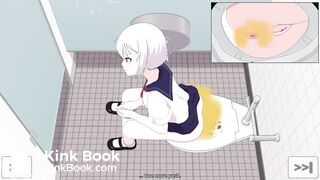 The constipated girl pooping animation