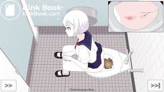 The constipated girl pooping animation