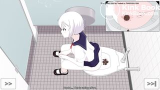 The constipated girl pooping animation