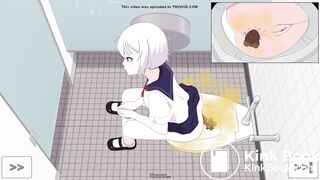 The constipated girl pooping animation