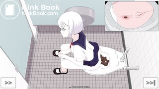 The constipated girl pooping animation