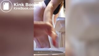 Cute Scottish girl poops in toilet