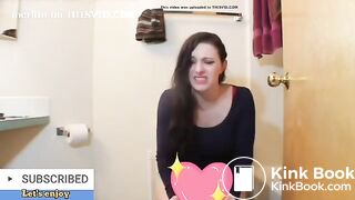 Sexy girl really need diarrhea in home bathroom