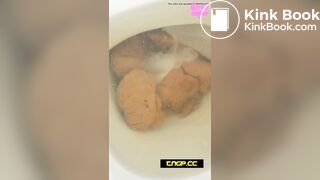 Nerdy girl pooping on the toilet