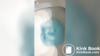 Tan model drops thick turds that leave her toilet stain