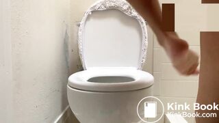 Beautiful girl pooping backwards