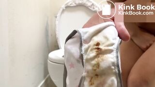 Beautiful girl pooping backwards