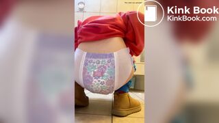 Blonde Hottie Shitting In Her Pull-Ups At Rest Stop