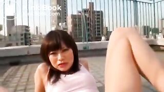Sexy Hot Japanese Girl Shits Pink Panties On Her Back