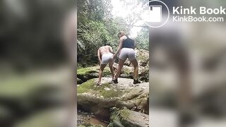 Lesbain scat orgy during hiking