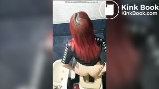 Red-Haired Cutie Takes a Dump on the Toilet