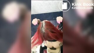 Red-Haired Cutie Takes a Dump on the Toilet