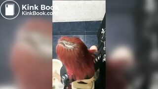 Red-Haired Cutie Takes a Dump on the Toilet