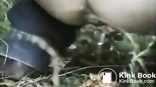 2 kinky girls pee and poo in the woods..